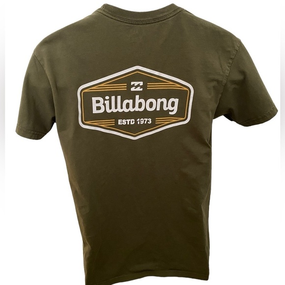 BILLABONG Estd 1973 Surf Logo Olive Green Premium Tee Shirt Men S Small - Picture 1 of 6